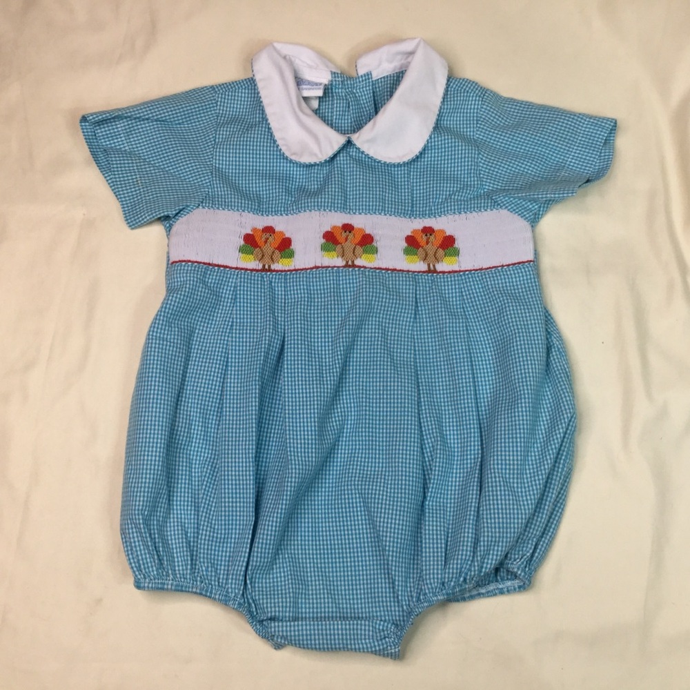 Cukees Baby Smocked Thanksgiving Turkey Bubble 18M